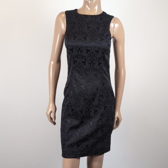 3/$20 Suzy Shier Sleeveless Jacquard Cocktail Dress Cut Out Brocade Sheath - Picture 12 of 12